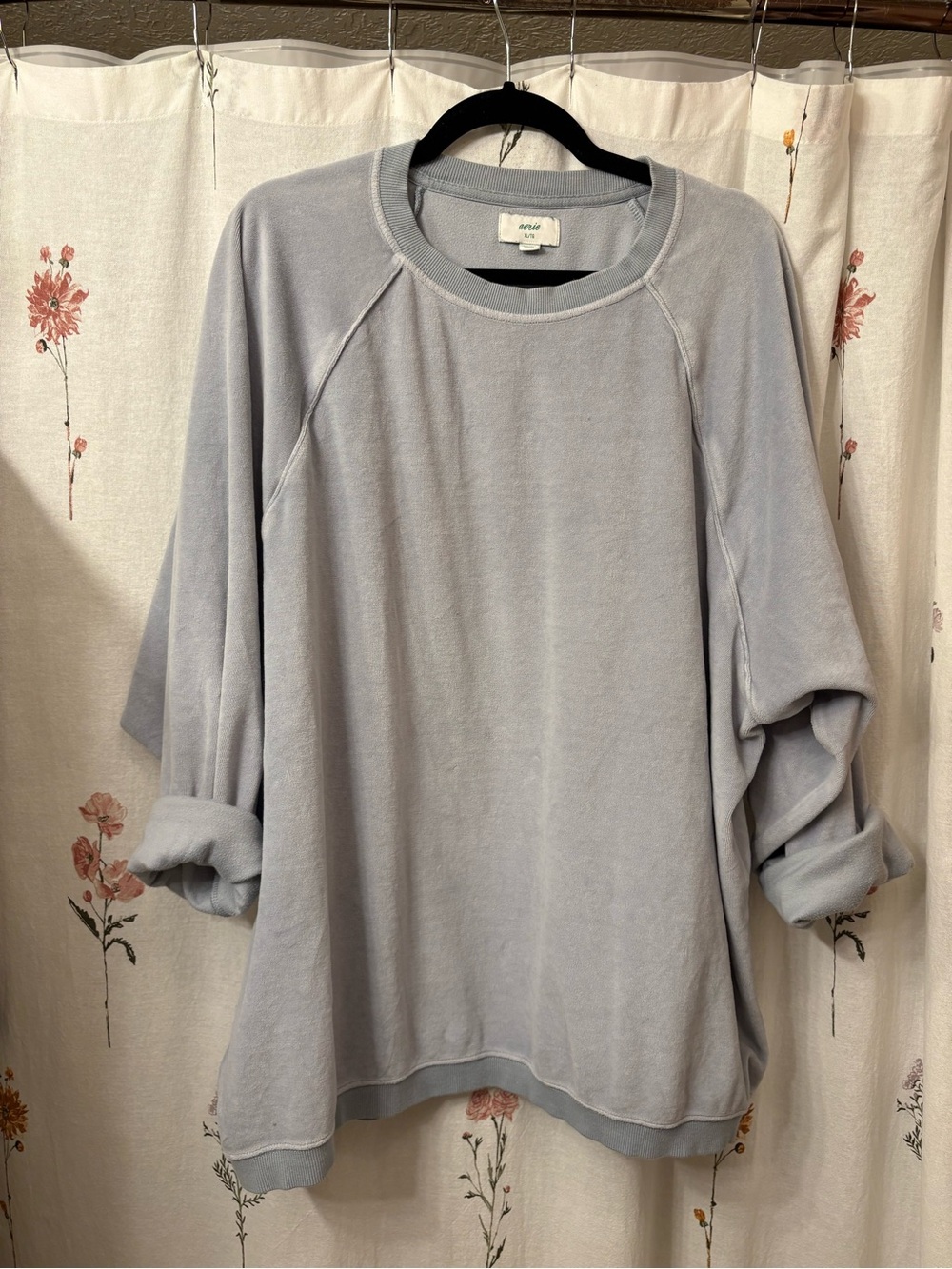 aerie Light Blue Oversized Velour Crewneck Sweatshirt